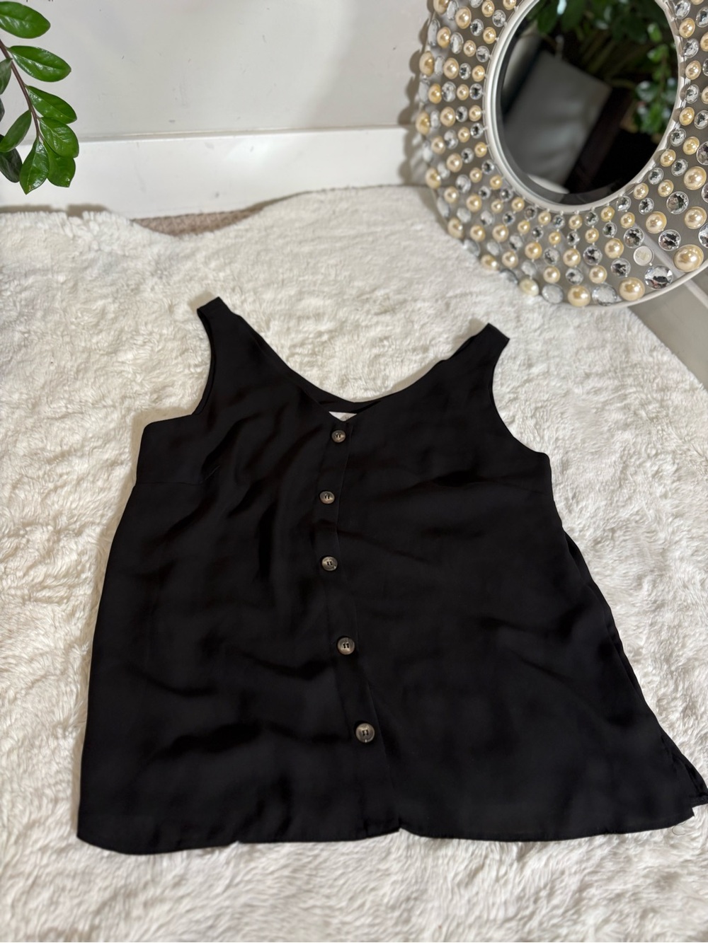 Vintage Wallis Black Layered V-Neck Sleeveless  Top – UK 12 / US 8